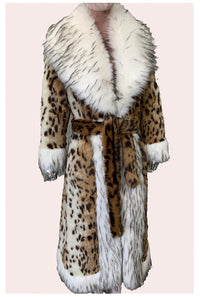 Long Faux Fur Leopard Print Coat