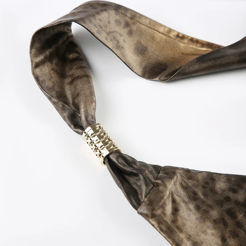 Wet Look Leopard Print Top - Festigal