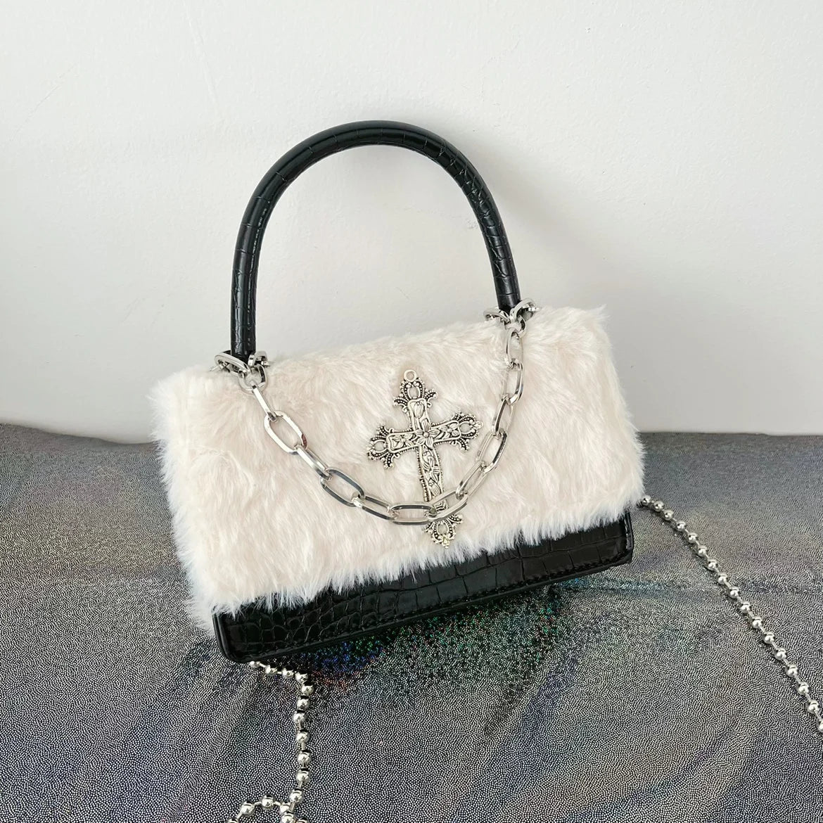 Faux Fur Gothic Crossbody Bag