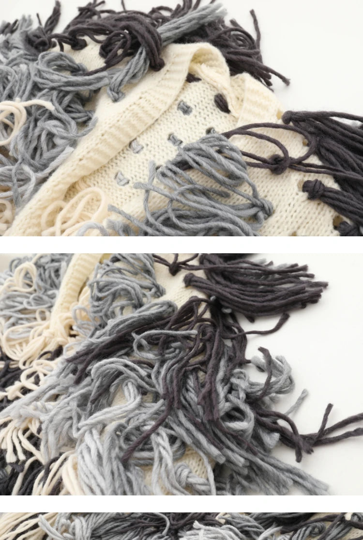 Gradient Tassel Knitted Cardigan - Festigal