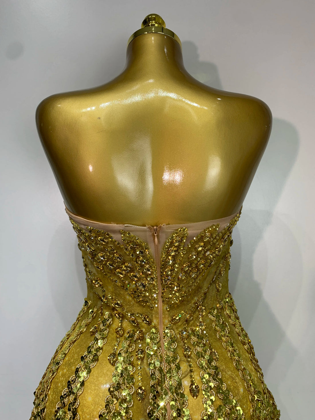 Gold Sweetheart Sequin A-Line Dress