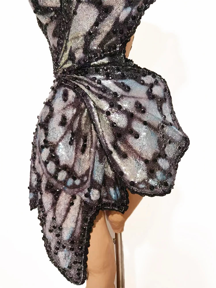 3D Butterfly Wing Asymmetrical Dress