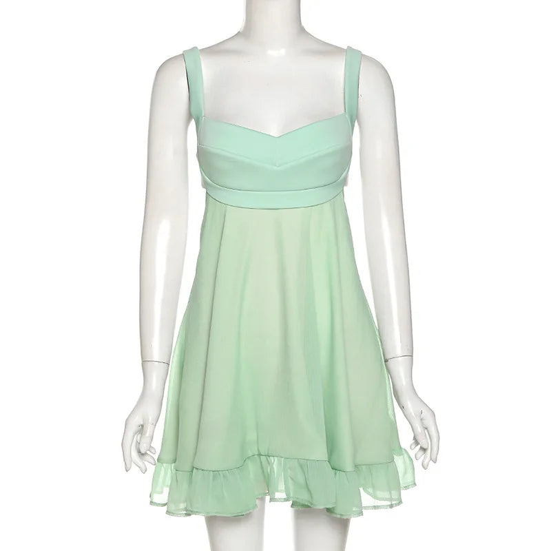 Mint Cut Out Ruffle Dress