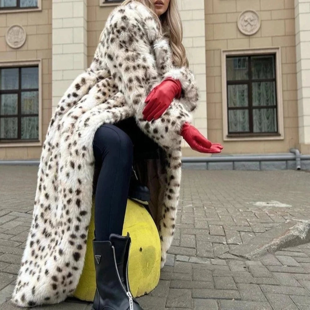 Cheetah Coat Real Snow Leopard Fur Coat SpiritHoods Faux Fur Ear
