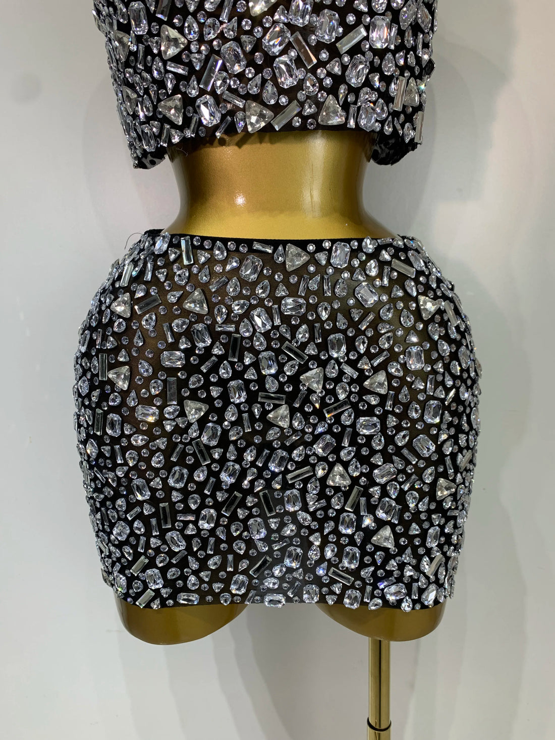 Rhinestone Tank Top & Mini Skirt Set