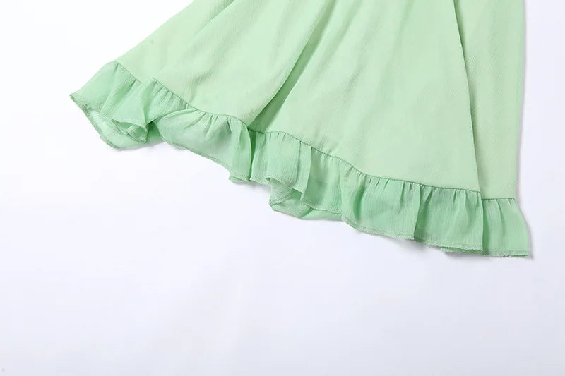Mint Cut Out Ruffle Dress - Festigal