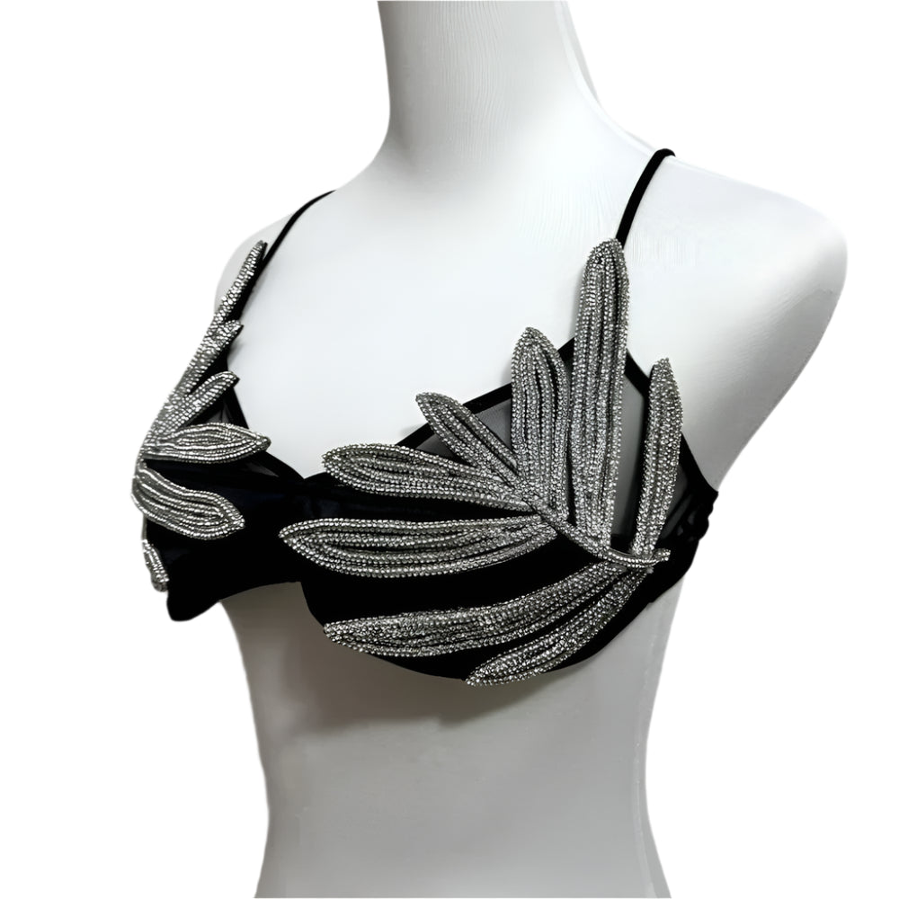 Leaf Rhinestone Bra - Festigal