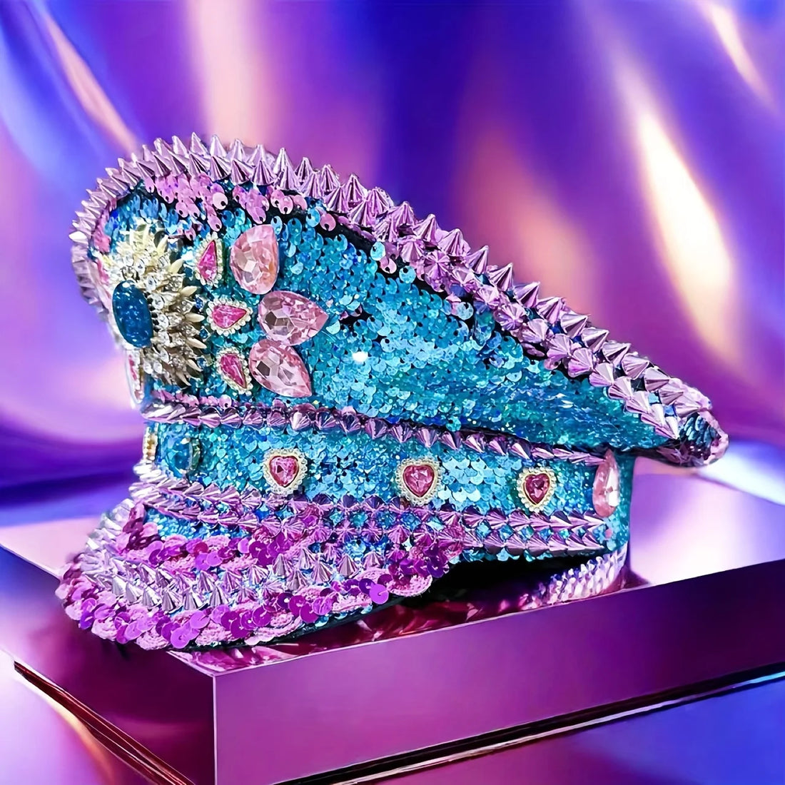 Rhinestone Spiked Steampunk Hat - Festigal