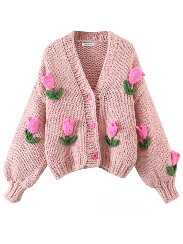 3D Tulip Knitted Cardigan - Festigal