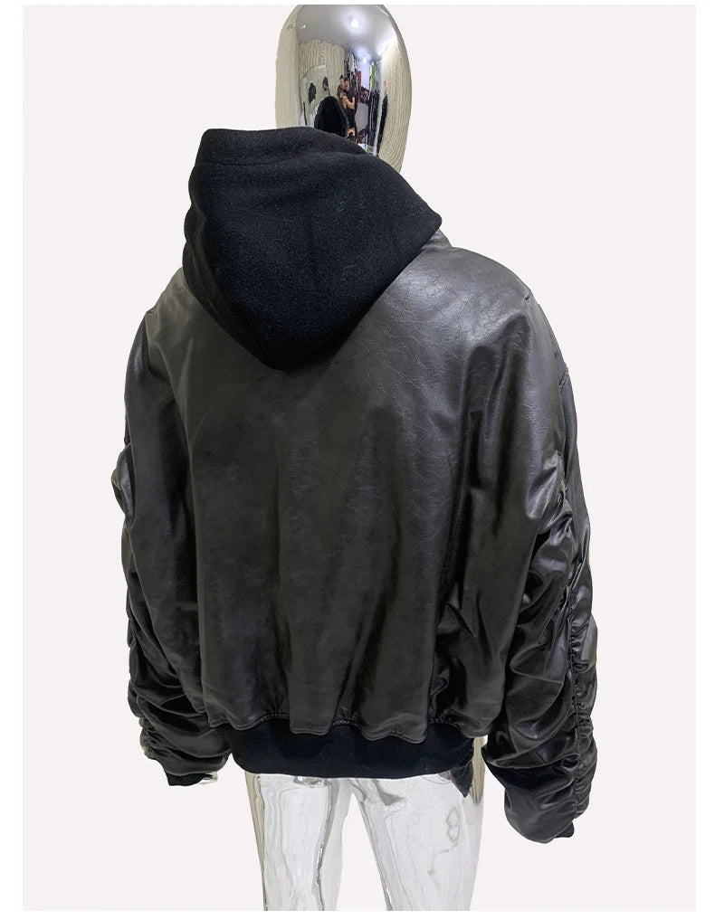 Men's Suede Hoodie Bomber Jacket - Festigal