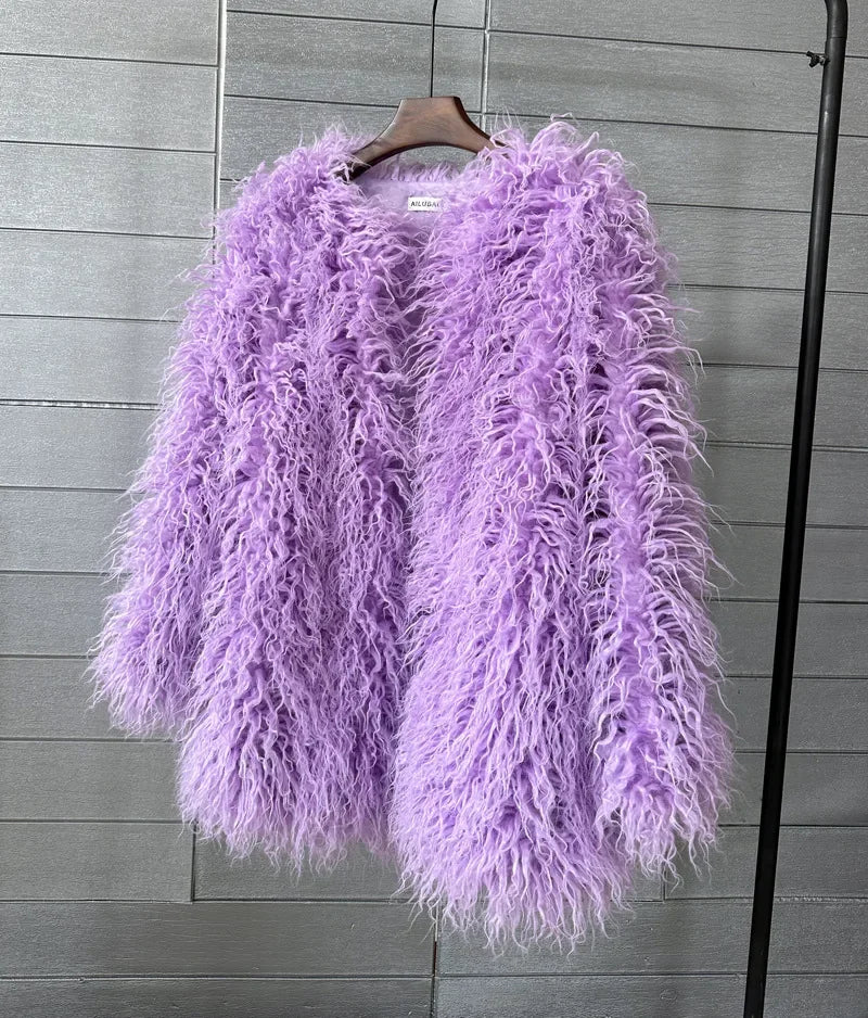 Faux Mongolian Fur Jacket - Festigal