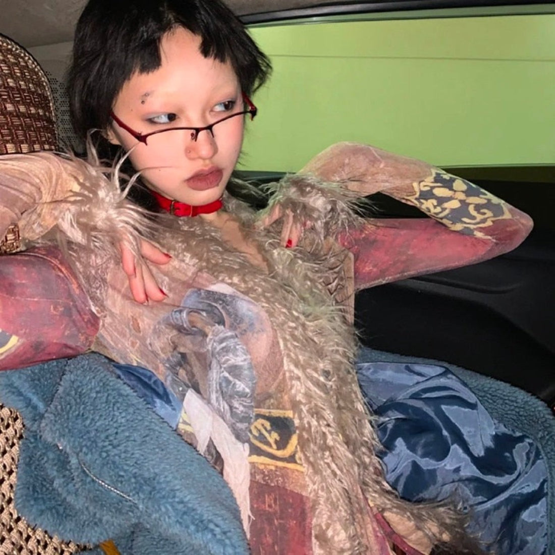 Afghan Shaggy Fur Trim Blouse - Festigal