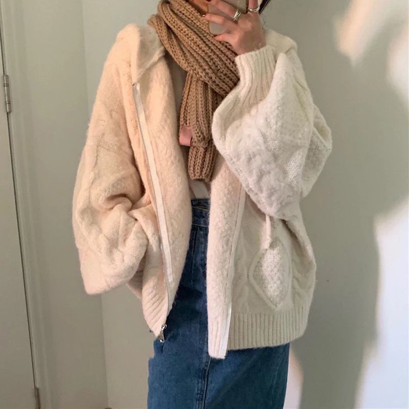 Cable Knit Chunky Oversized Cardigan - Festigal