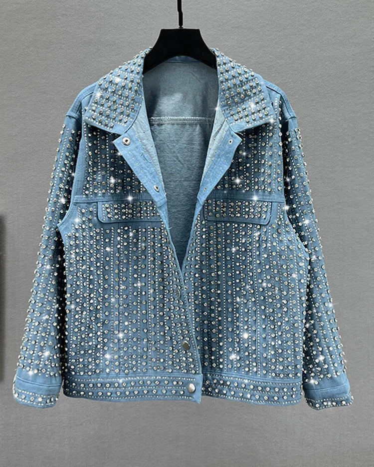 Rhinestone Embellished Denim Jacket