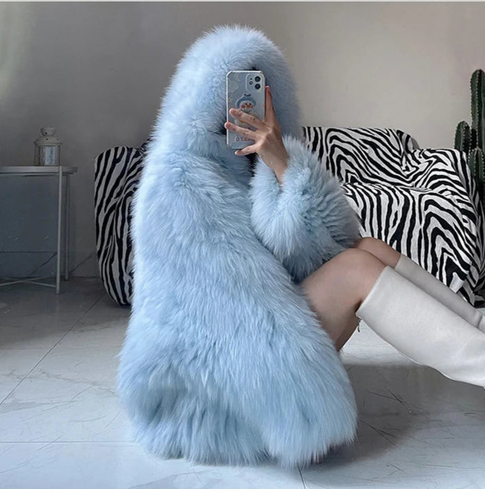 Faux Fur Hooded Coat - Festigal