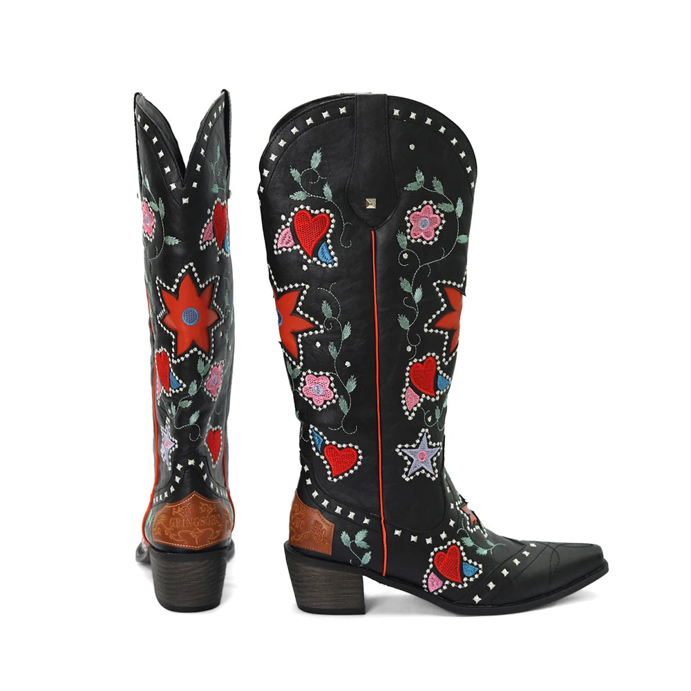 Embroidered Western Cowboy Boots - Festigal
