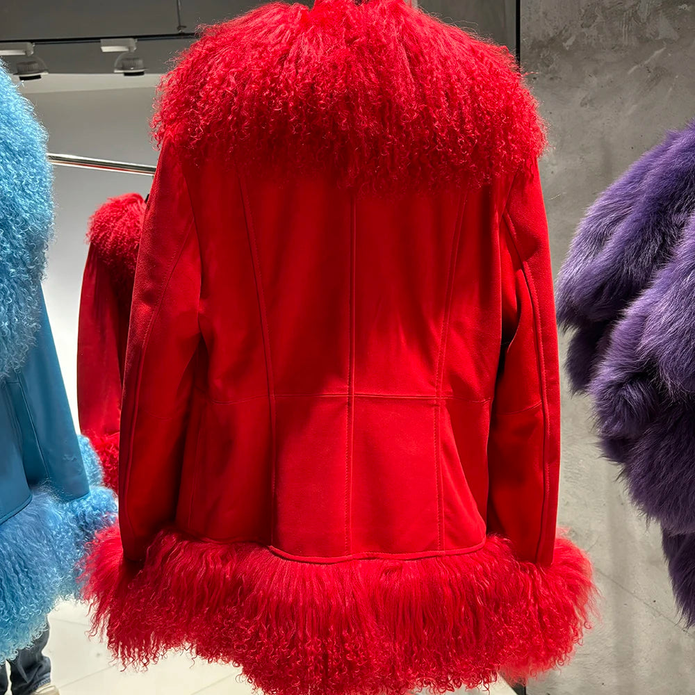 Suede Mongolian Fur Jacket