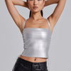 Metallic Bandage Lace Up Top