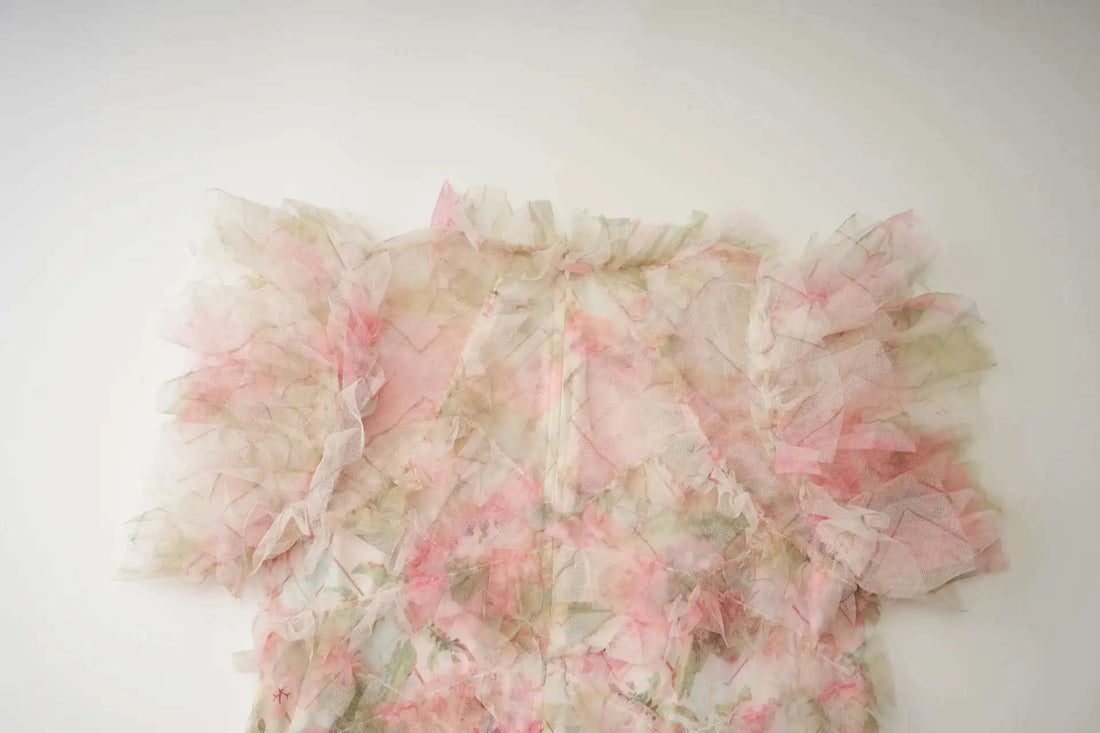 Floral Ruffled Embroidered Maxi Dress