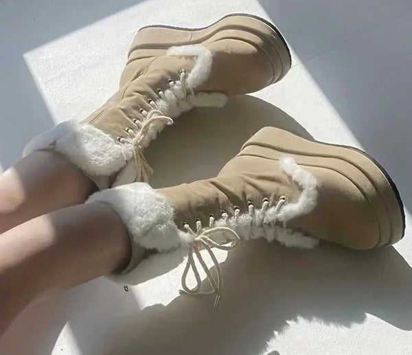 Khaki Platform Snow Boots - Festigal