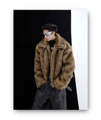 Unisex Brown Faux Fur Coat