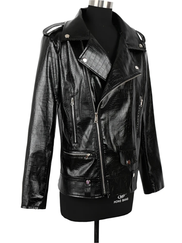 Men's Faux Crocodile Leather Jacket