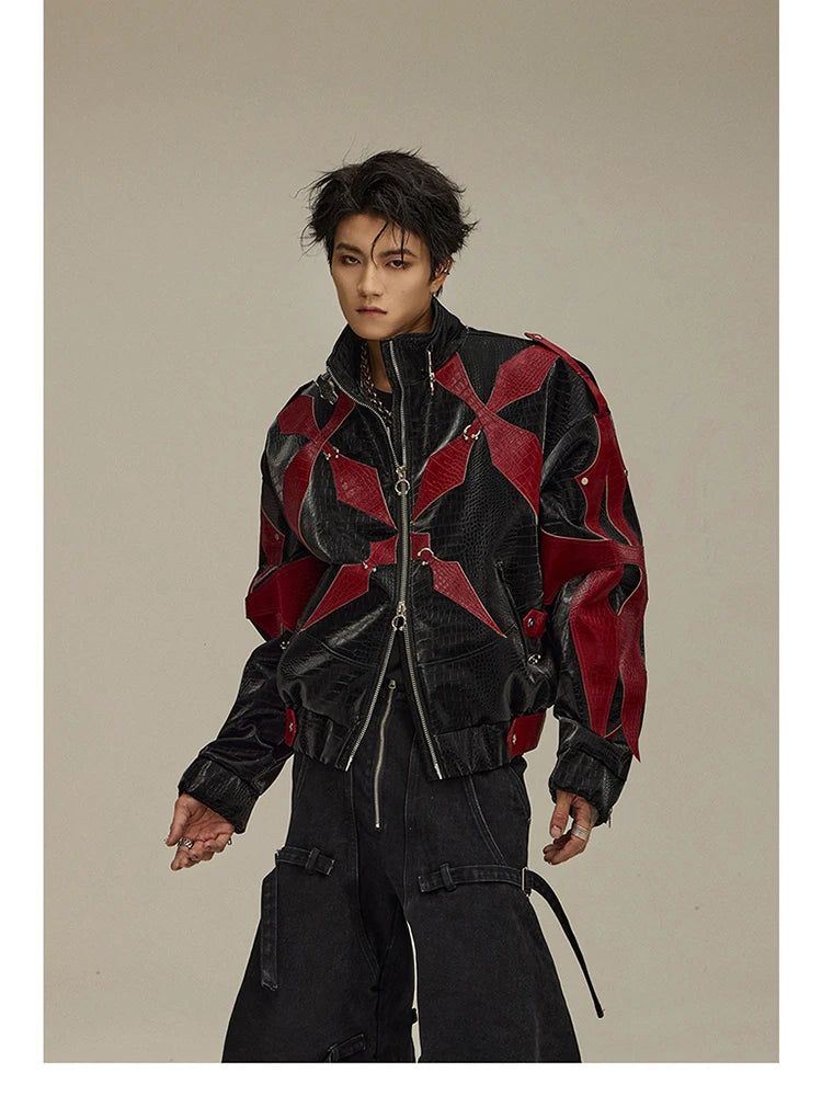 Mens Crocodile Faux Leather Jacket