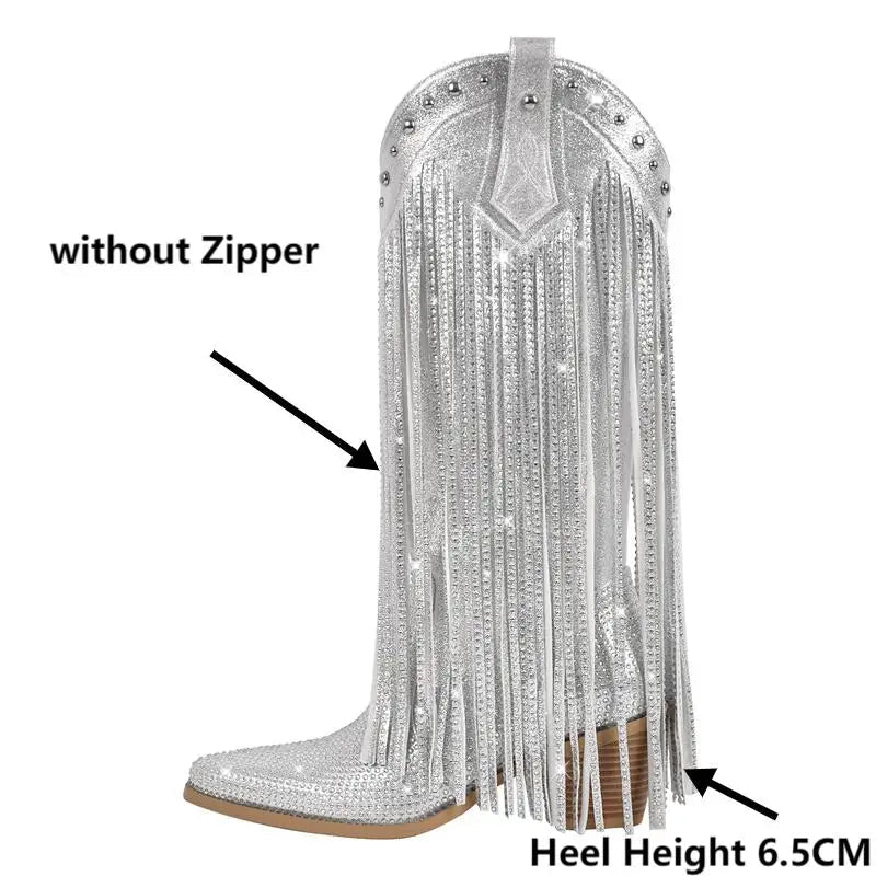 Rhinestone Tassel Cowgirl Boots