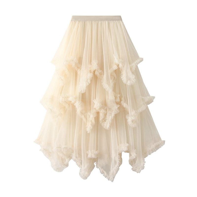 Gauze Asymmetrical Midi Skirt - Festigal
