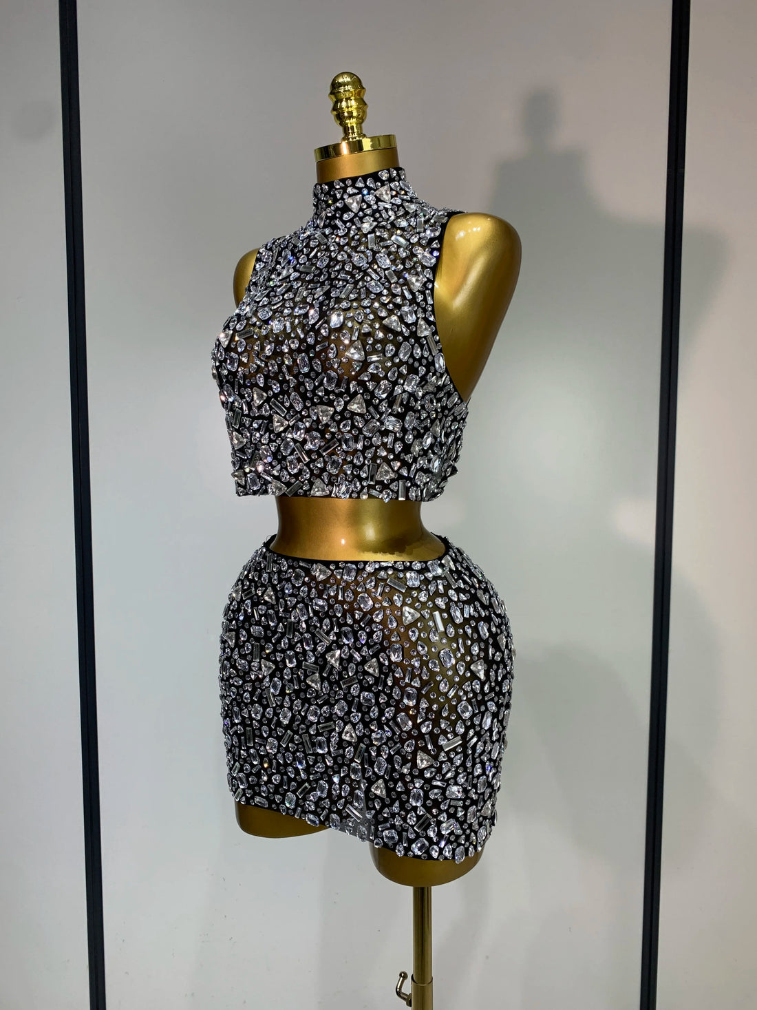 Rhinestone Tank Top & Mini Skirt Set