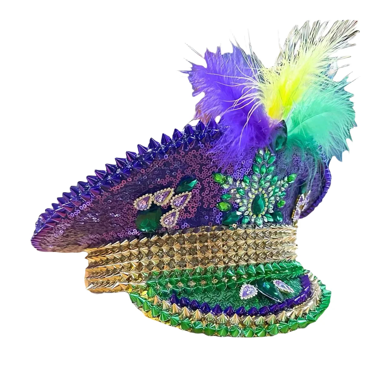 Mardi Gras Feather Military Hat - Festigal