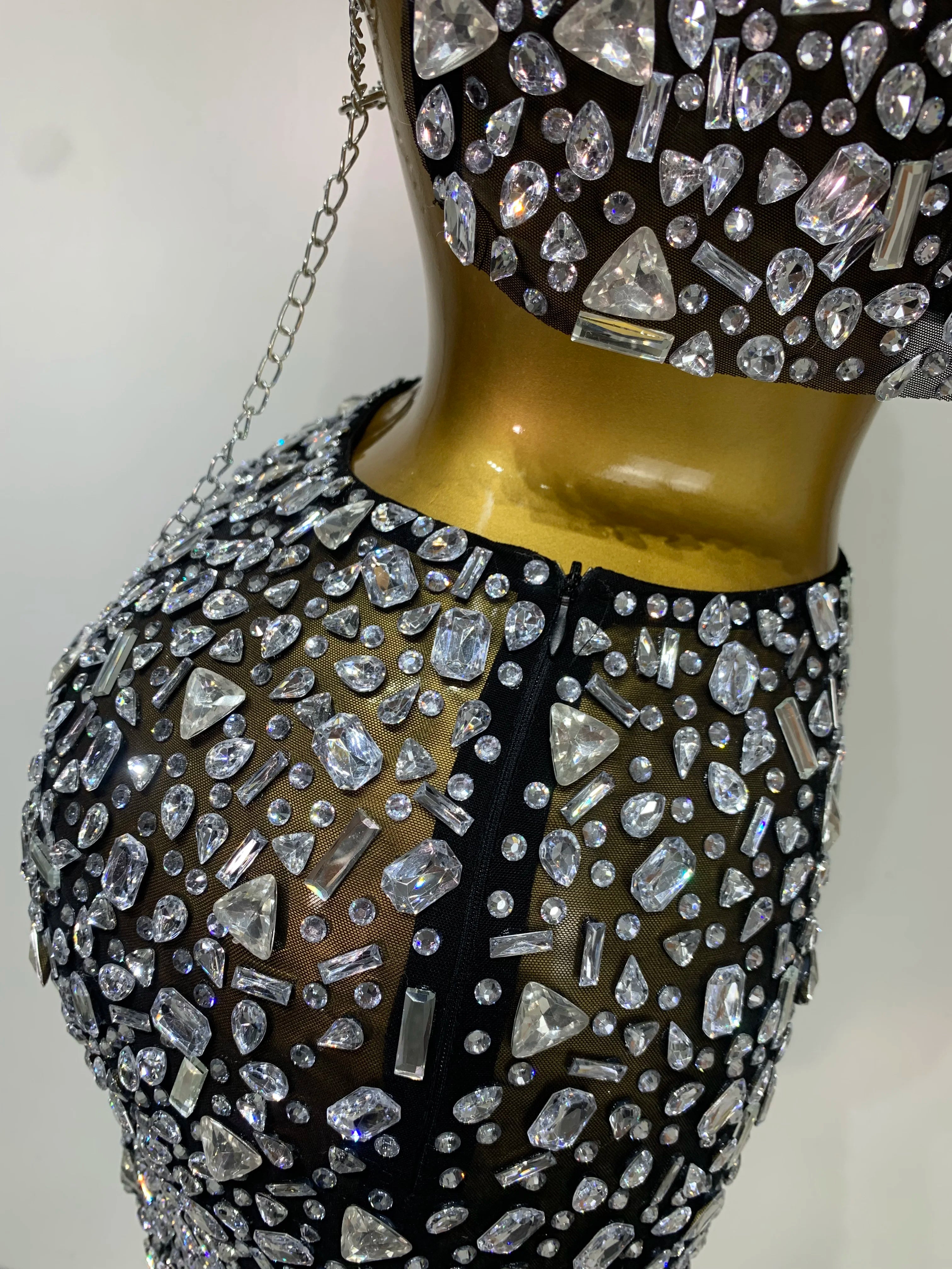 Rhinestone Tank Top & Mini Skirt Set