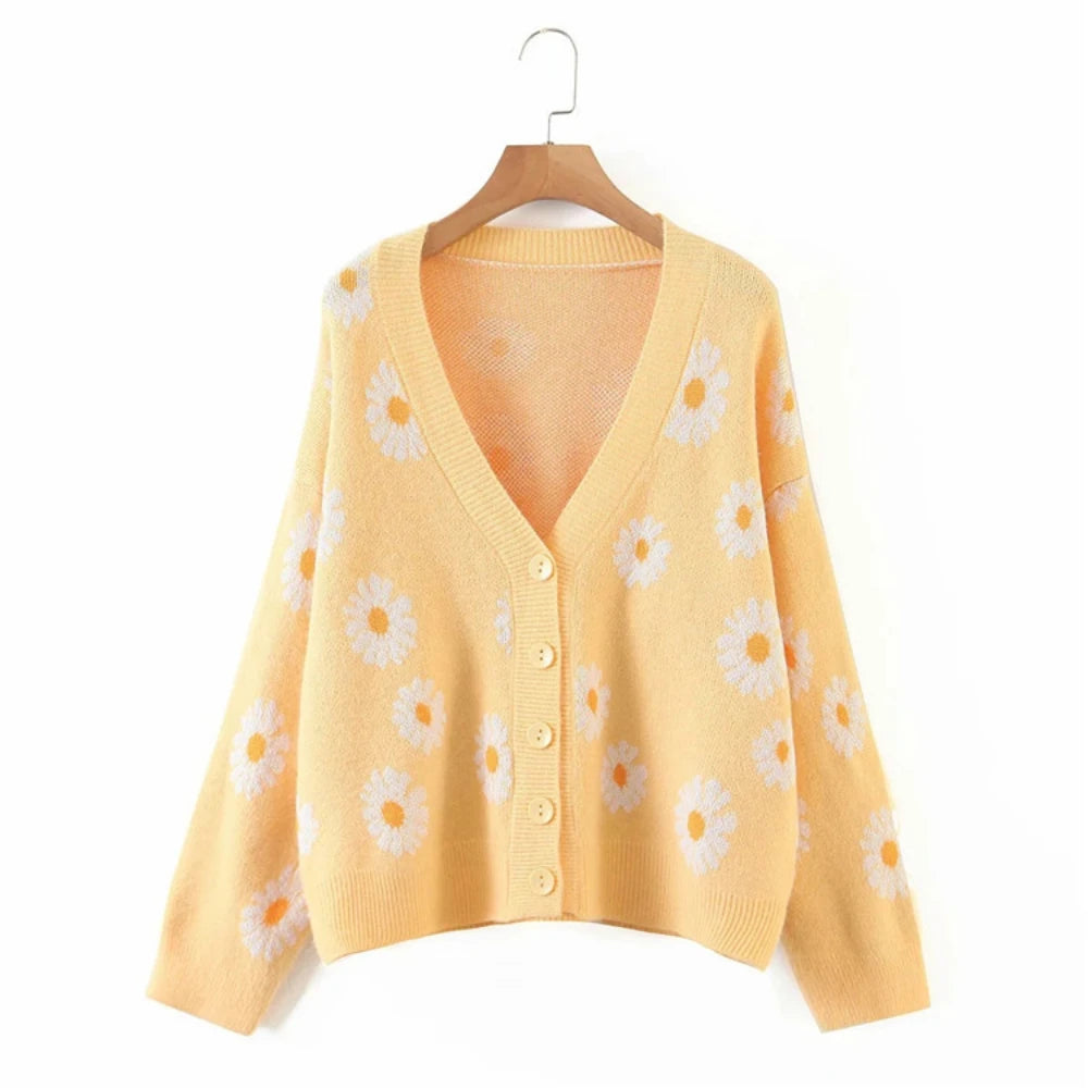 Little Daisy V-Neck Oversize Cardigan - Festigal
