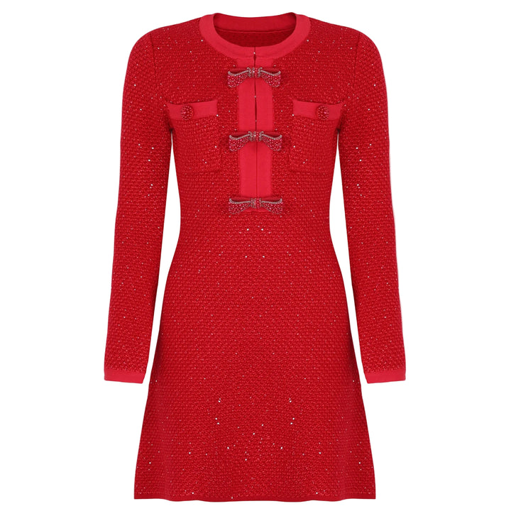 Red dress with long sleeves on a white background