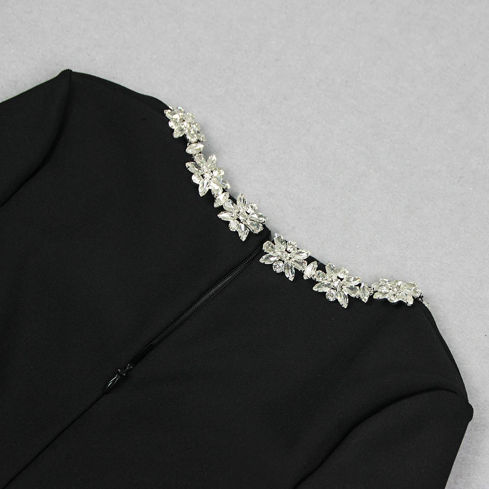 Bandage Rhinestone Collar Jumpsuit - Festigal