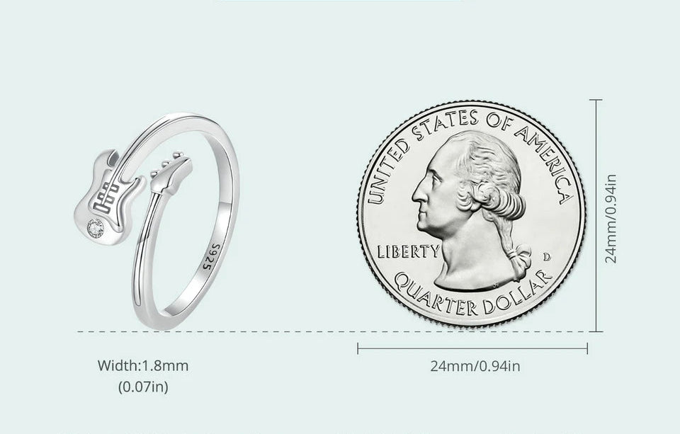 Sterling Silver Guitar Ring