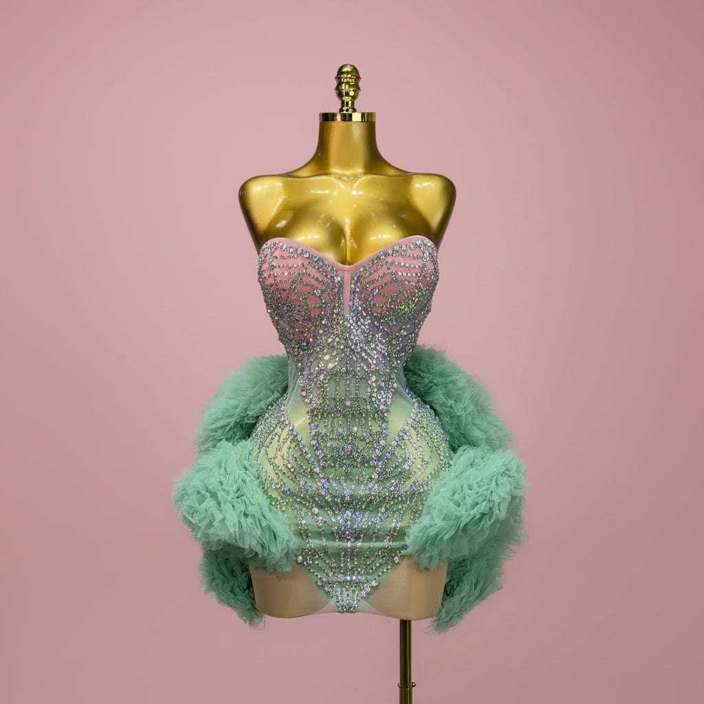 Sweetheart Sequin Ruffle Mini Dress