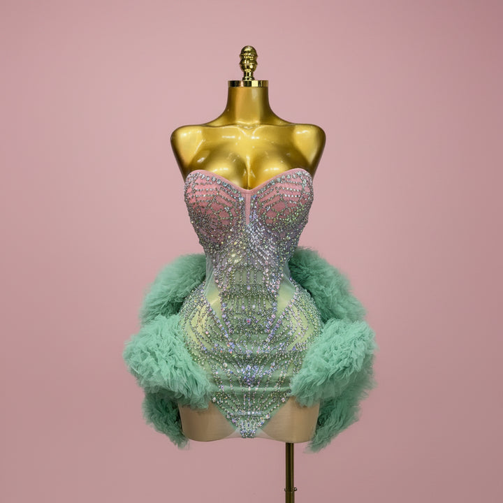 Sweetheart Sequin Ruffle Mini Dress