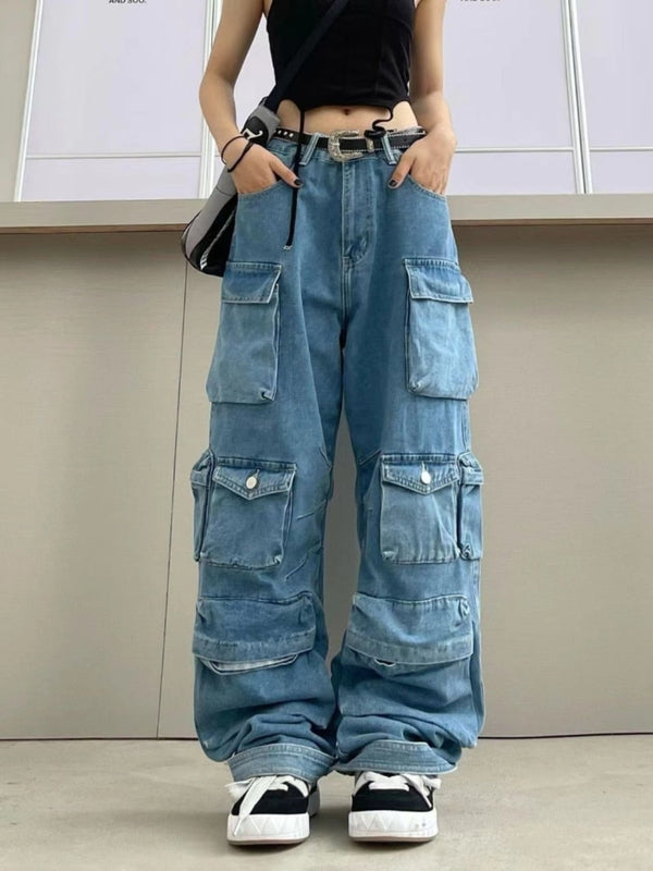 Pantalon cargo robuste multi-poches sur délavé