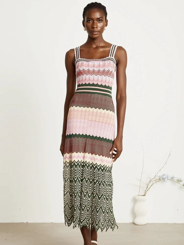 Aztec Knitted Maxi Dress - Festigal