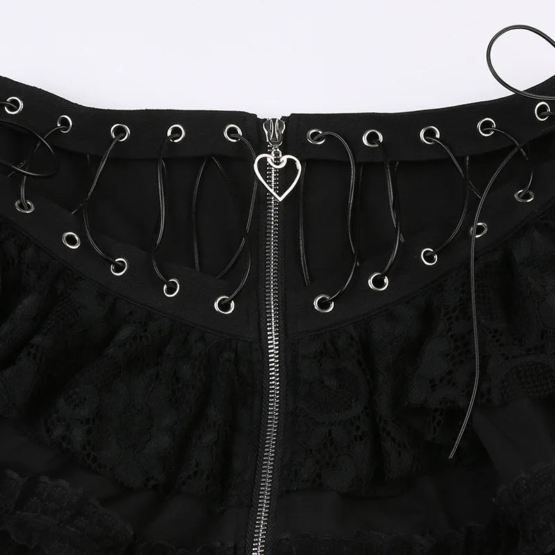 Goth Punk High Waist Zipper Mini Skirt - Festigal