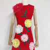 A-Line Flower Applique Dress - Festigal
