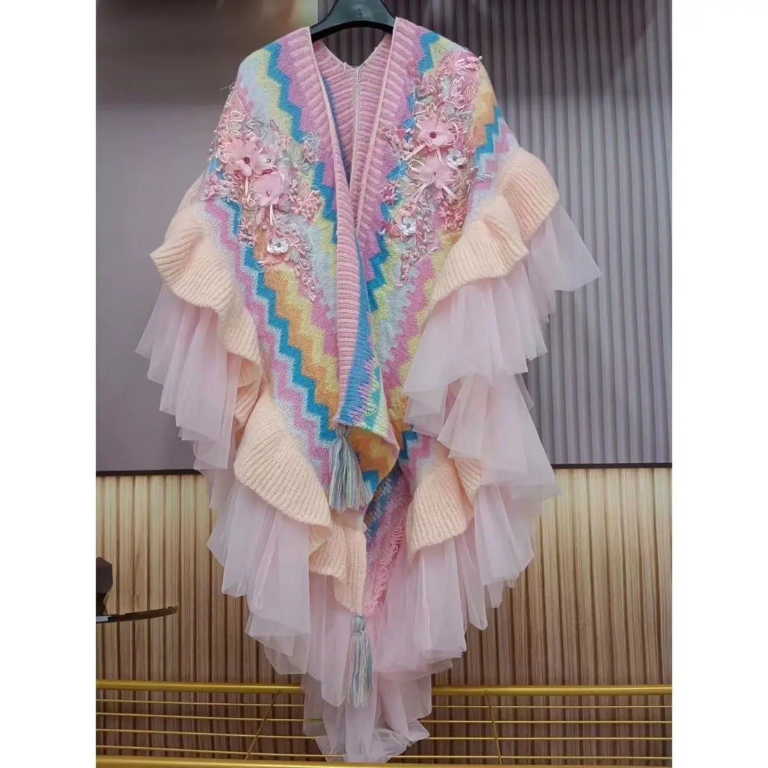 Pastel Ruffle Knit Shawl - Festigal