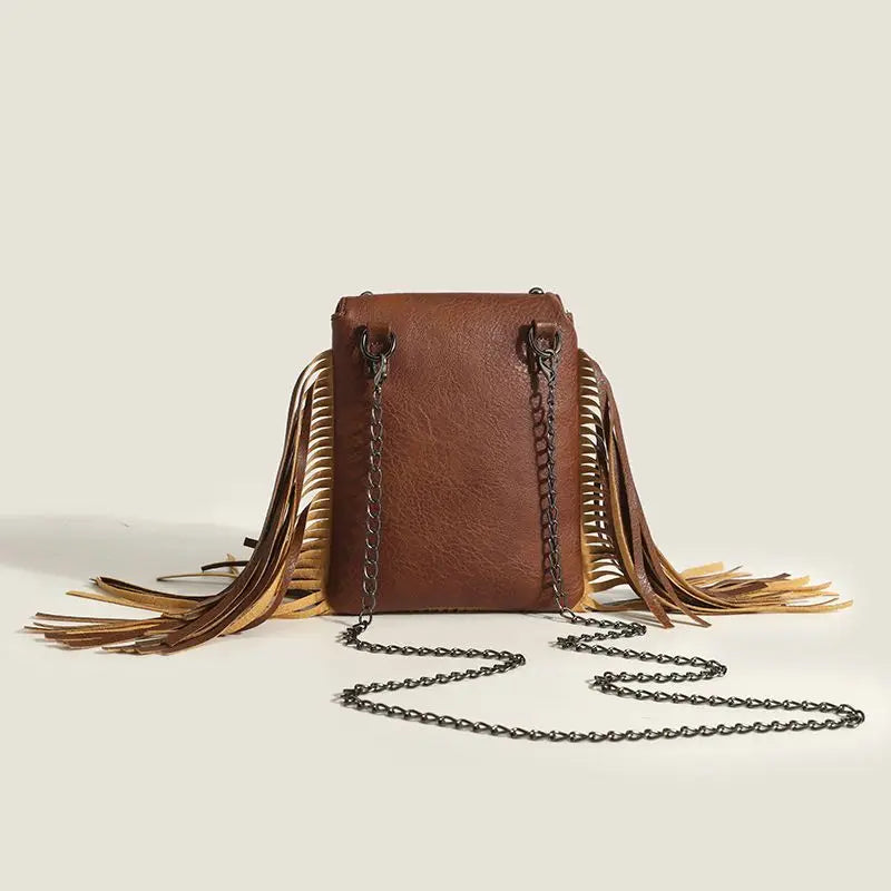 Skull Rivet Tassel Crossbody Bag - Festigal