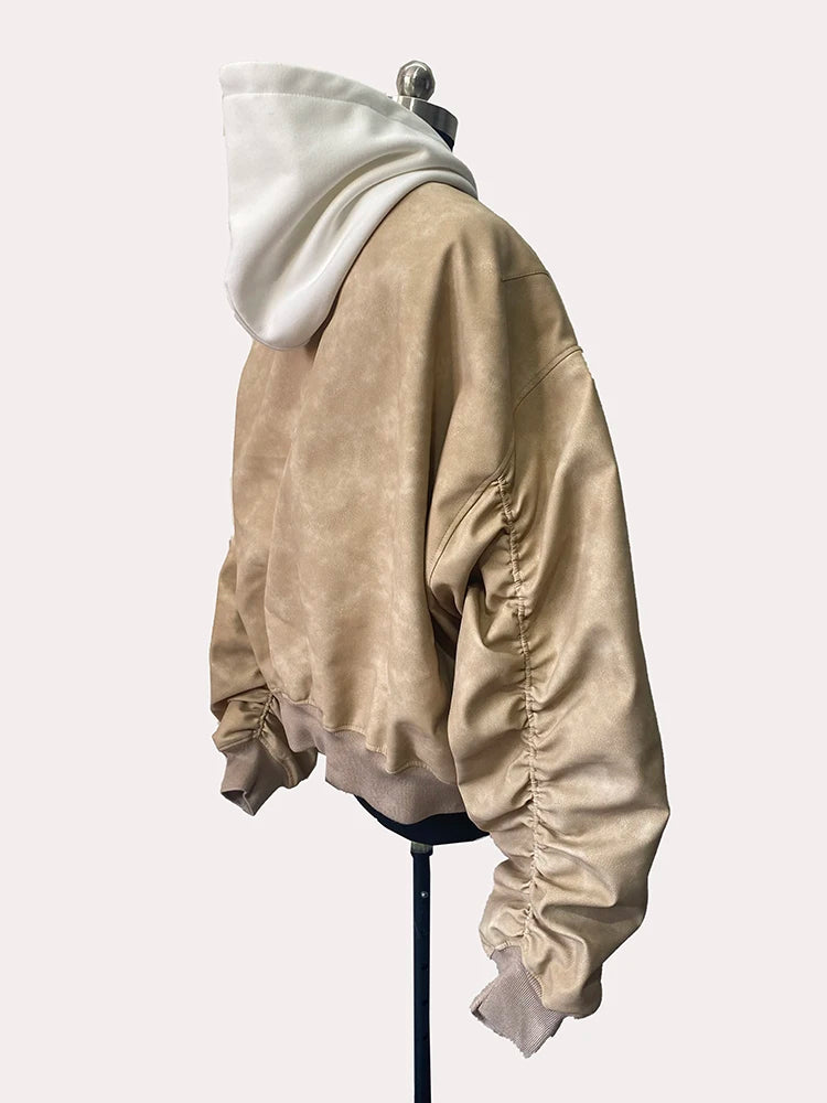 Men's Suede Hoodie Bomber Jacket - Festigal