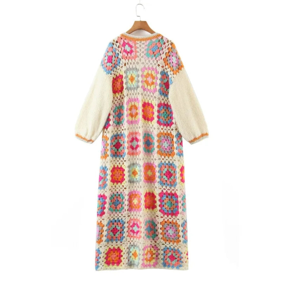 Long Rainbow Crochet Cardigan - Festigal