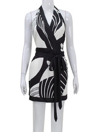 Monochrome V Neck A-Line Dress