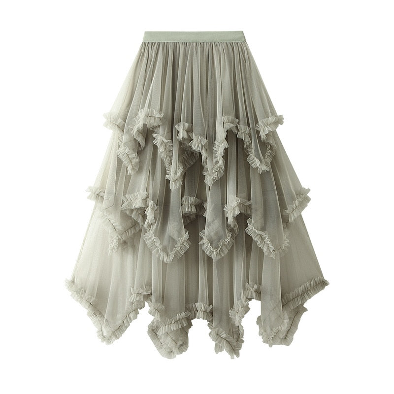 Gauze Asymmetrical Midi Skirt - Festigal