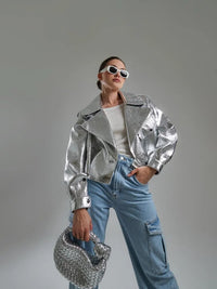 Jacke aus metallischem Kunstleder