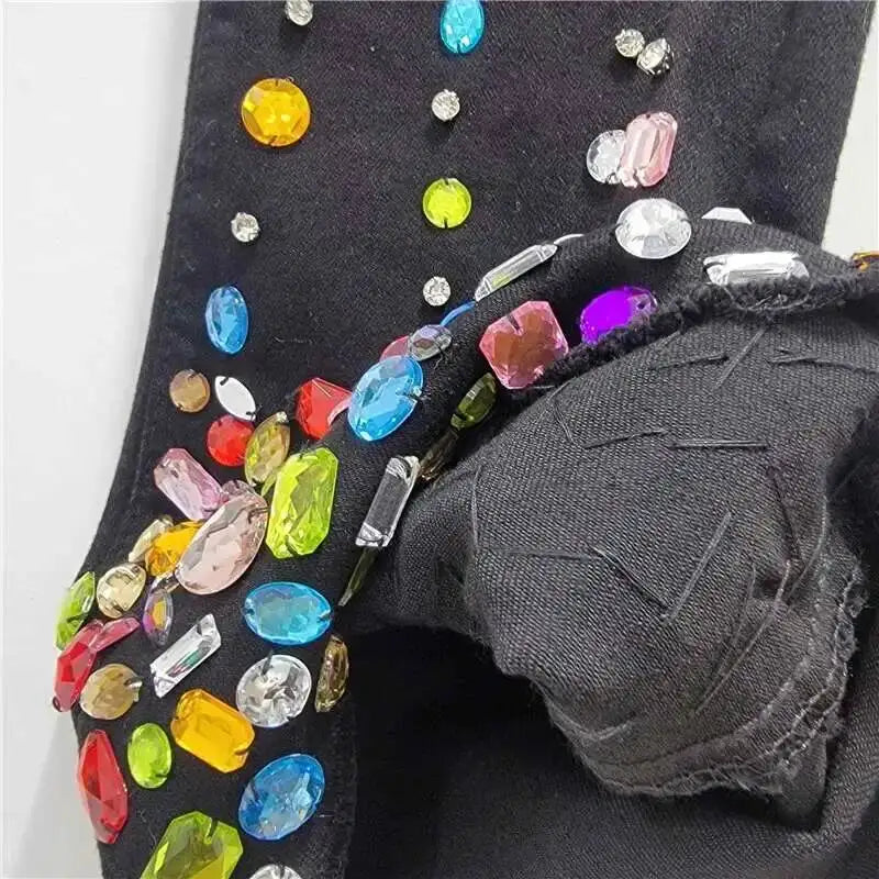 Beaded Black Denim Jeans